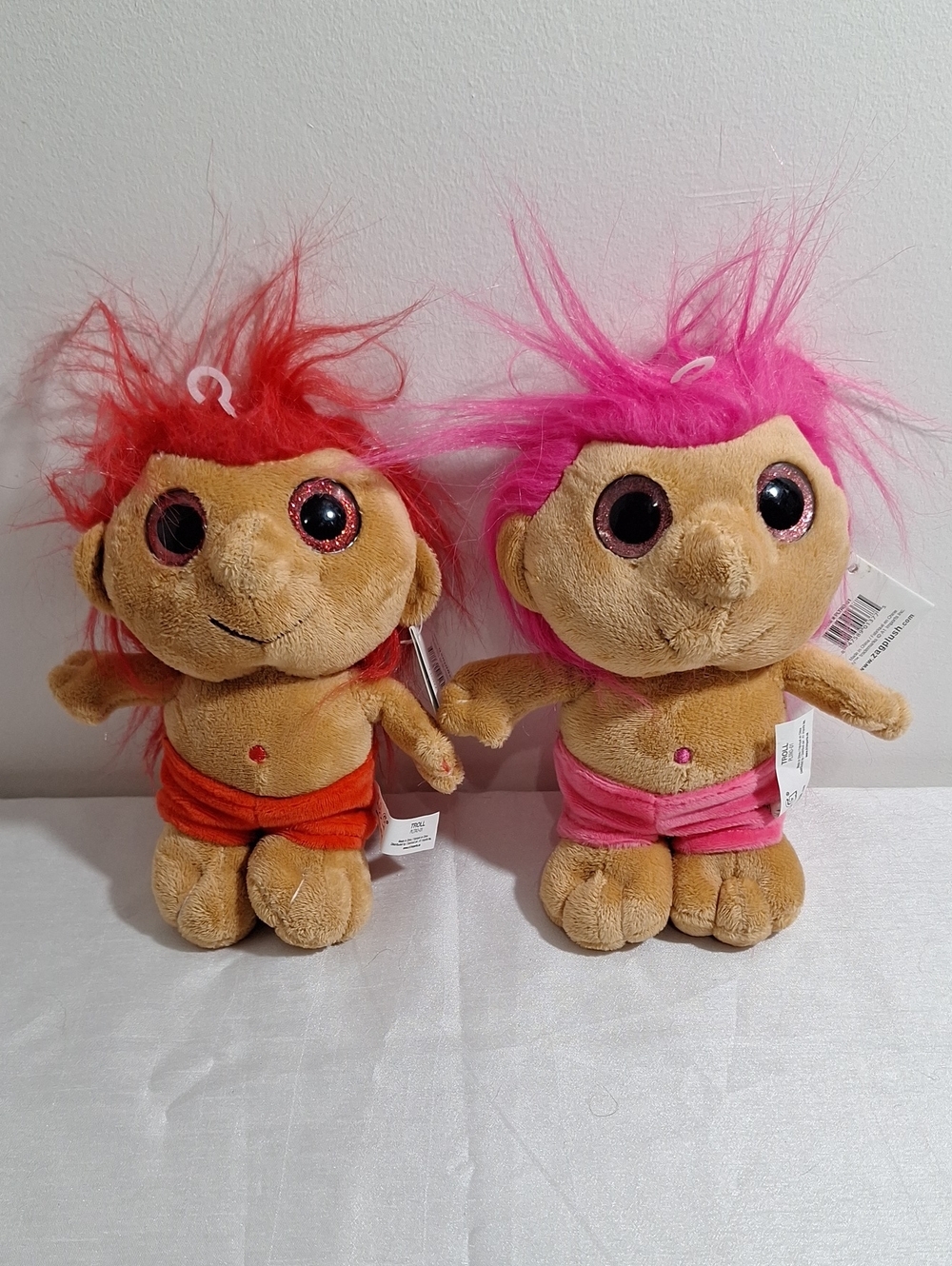 Plush TROLL Set Of 2 Red And Pink